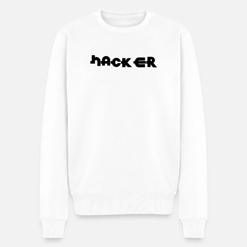 Hacker - Männer Premium Bio Pullover - Weiß