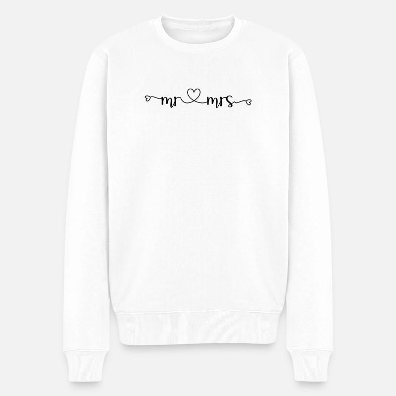 Mr & Mrs Herz Design für Hochzeit - Männer Premium Bio Pullover - Weiß