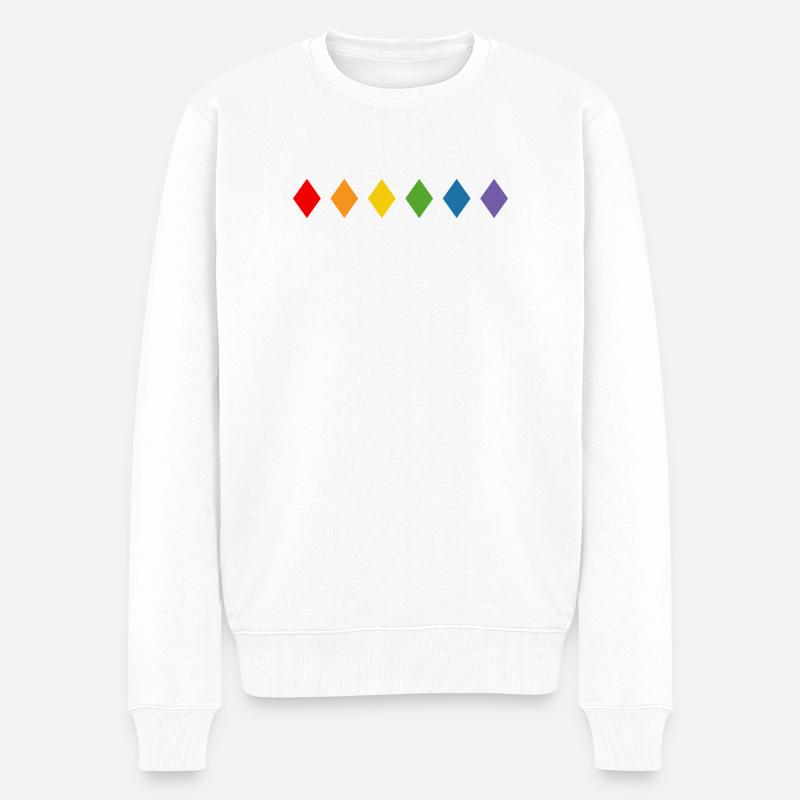 Regenbogen Rhombus - Männer Premium Bio Pullover - Weiß