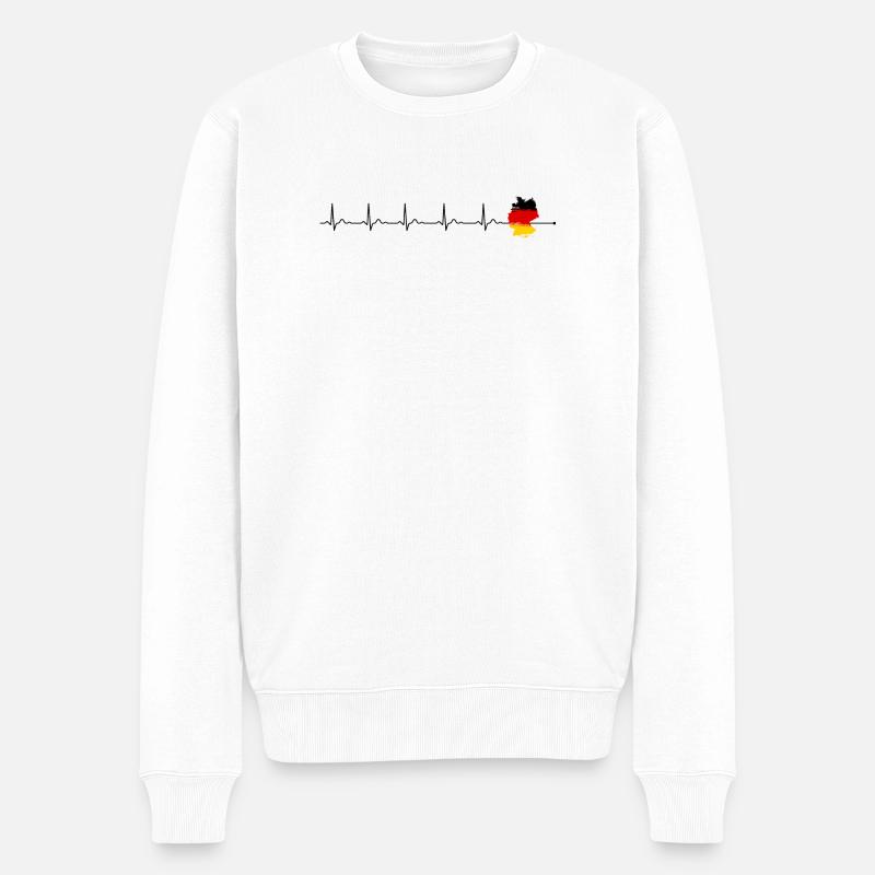 Heartbeat Deutschland Flagge - Männer Premium Bio Pullover - Weiß
