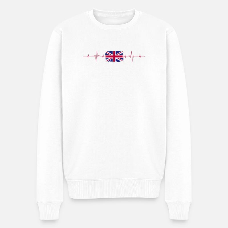 Union Jack Édition Heartbeat - Pull Premium bio Homme - blanc