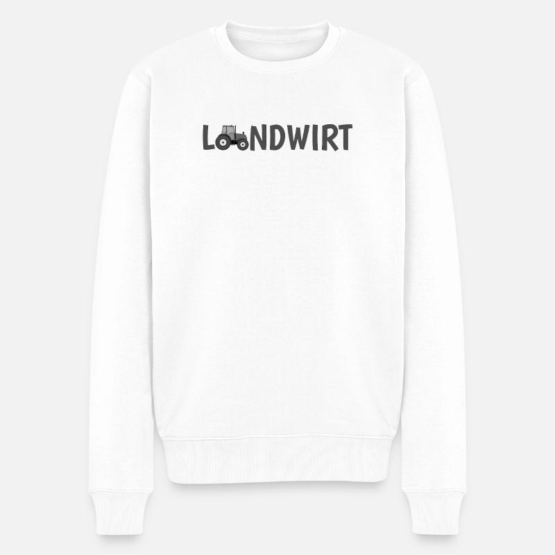Landwirt Traktor Silhouette Design - Männer Premium Bio Pullover - Weiß