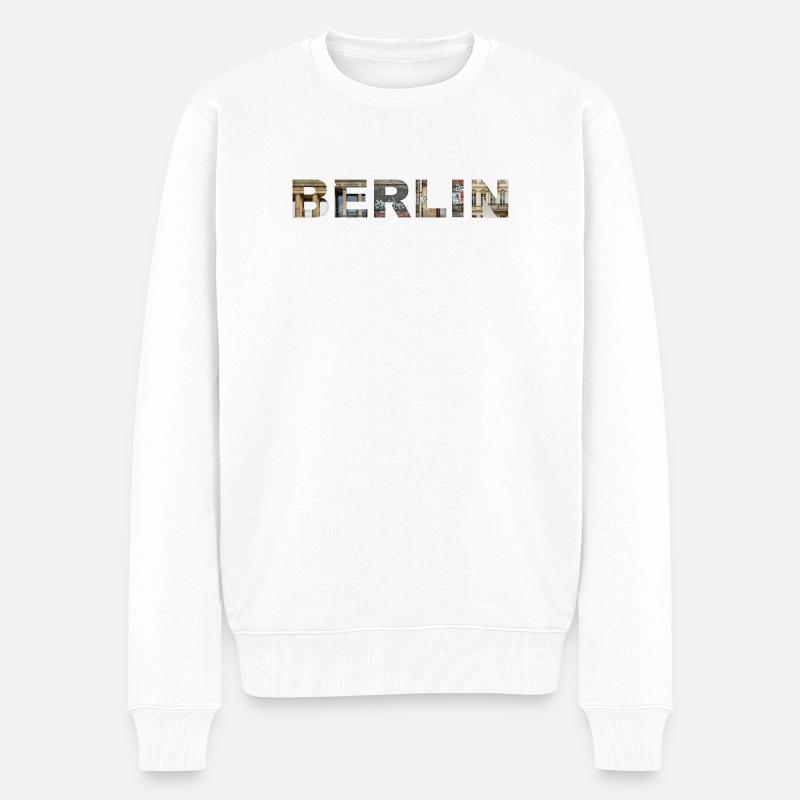 BERLIN – Lettrage architectural urbain - Pull Premium bio Homme - blanc