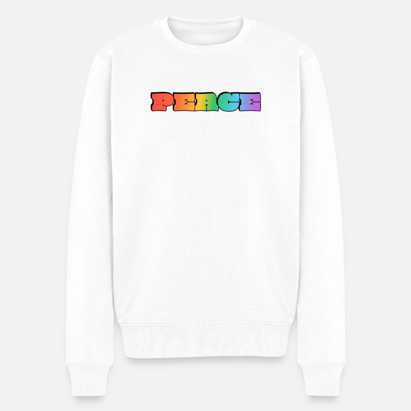Regenbogenfrieden - Männer Premium Bio Pullover - Weiß