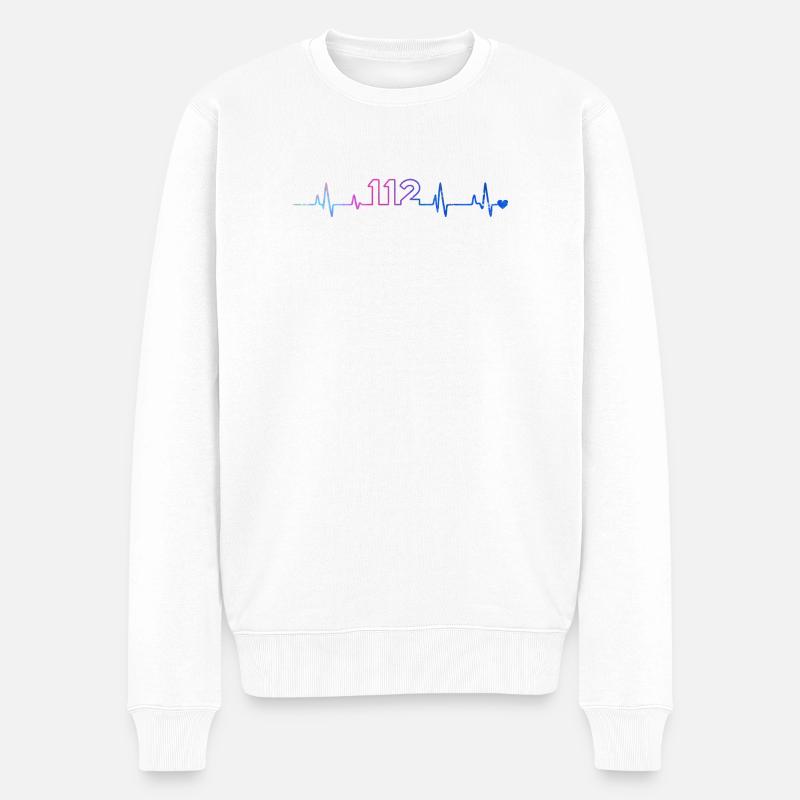 112 - Männer Premium Bio Pullover - Weiß