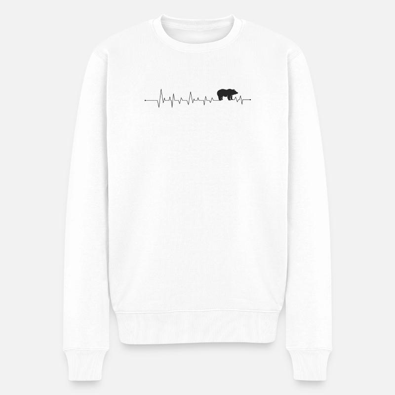 Minimalistische Bären-Silhouetten-Grafik - Männer Premium Bio Pullover - Weiß