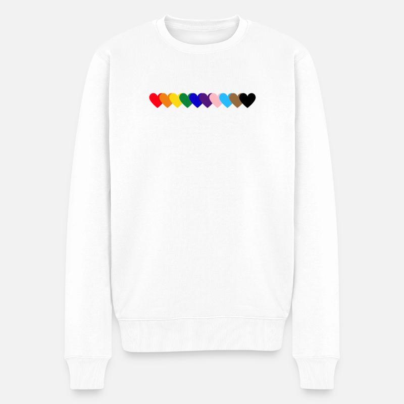 Fierté rainbow hearts - Pull Premium bio Homme - blanc