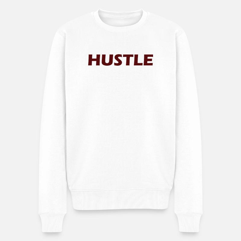 Conception typographique audacieuse Hustle - Pull Premium bio Homme - blanc
