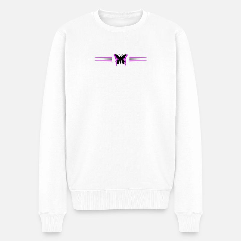 Schmetterling Symbol Linie - Männer Premium Bio Pullover - Weiß