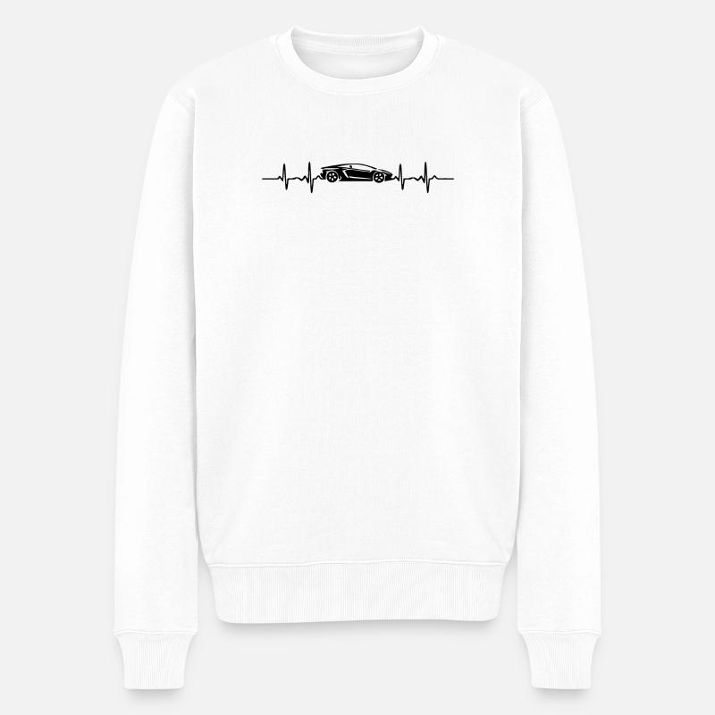 Lambo Sportwagen Herzschlag Puls Auto Cabrio - Männer Premium Bio Pullover - Weiß