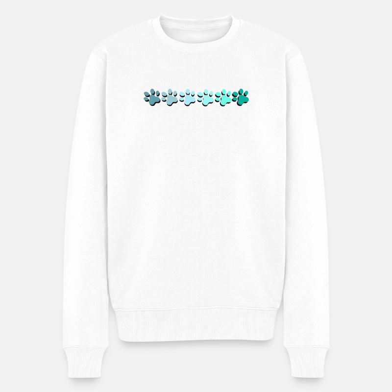 Abstraktes Pfotenabdruck Design in Meeresfarben - Männer Premium Bio Pullover - Weiß