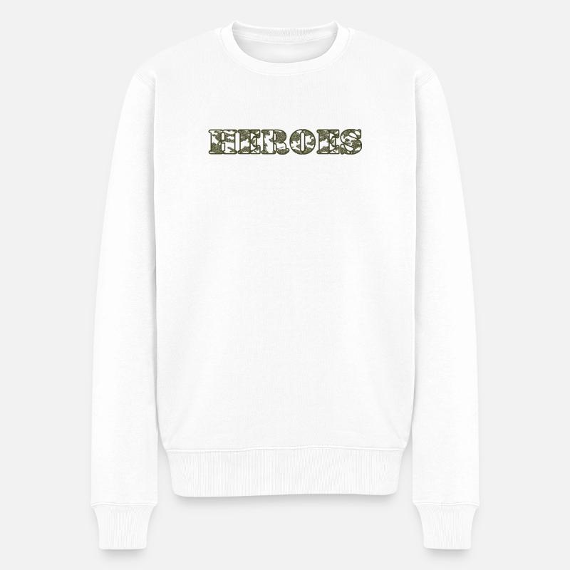 Heroes - Männer Premium Bio Pullover - Weiß