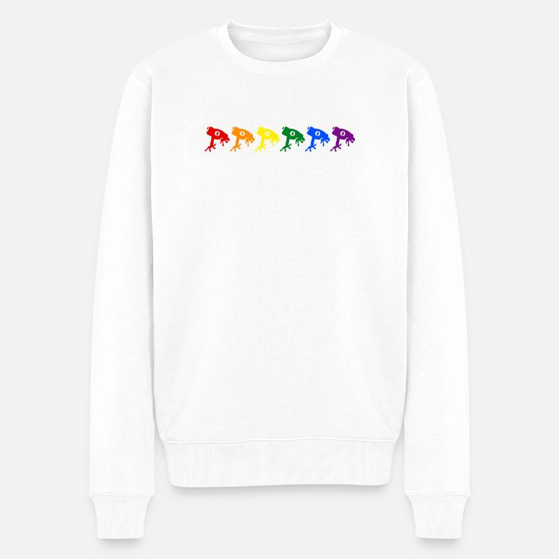 Regenbogen Frösche - Männer Premium Bio Pullover - Weiß