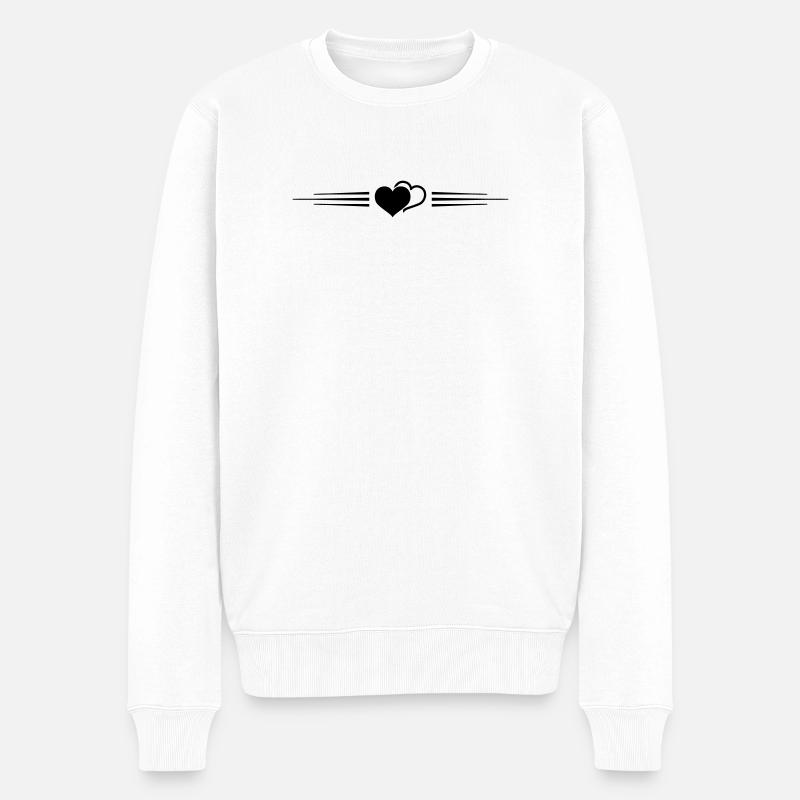 Ligne de symbole de cœurs - Pull Premium bio Homme - blanc