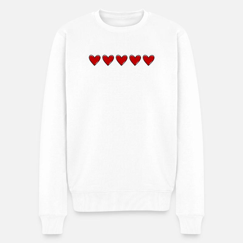 Herzen Linie Liebe Symbol - Männer Premium Bio Pullover - Weiß