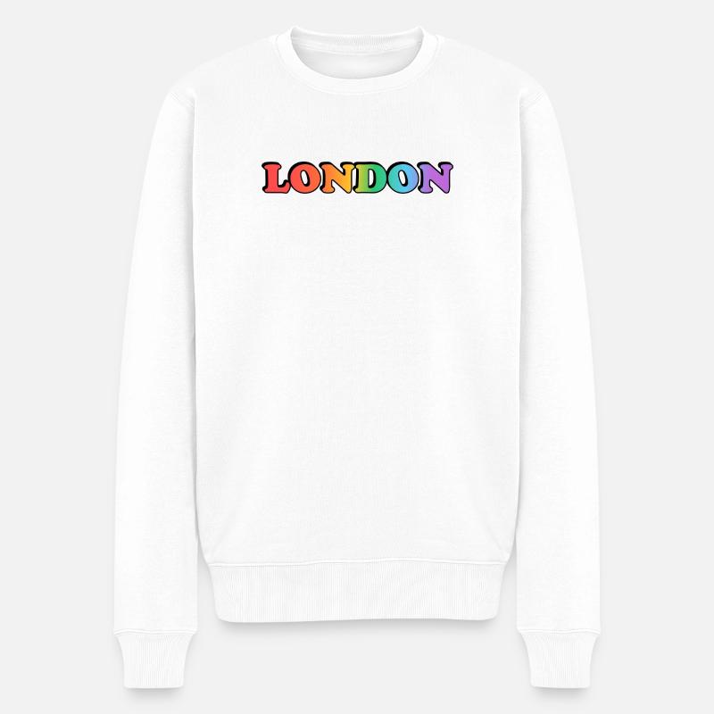 London LGBTQ Rainbow - Männer Premium Bio Pullover - Weiß