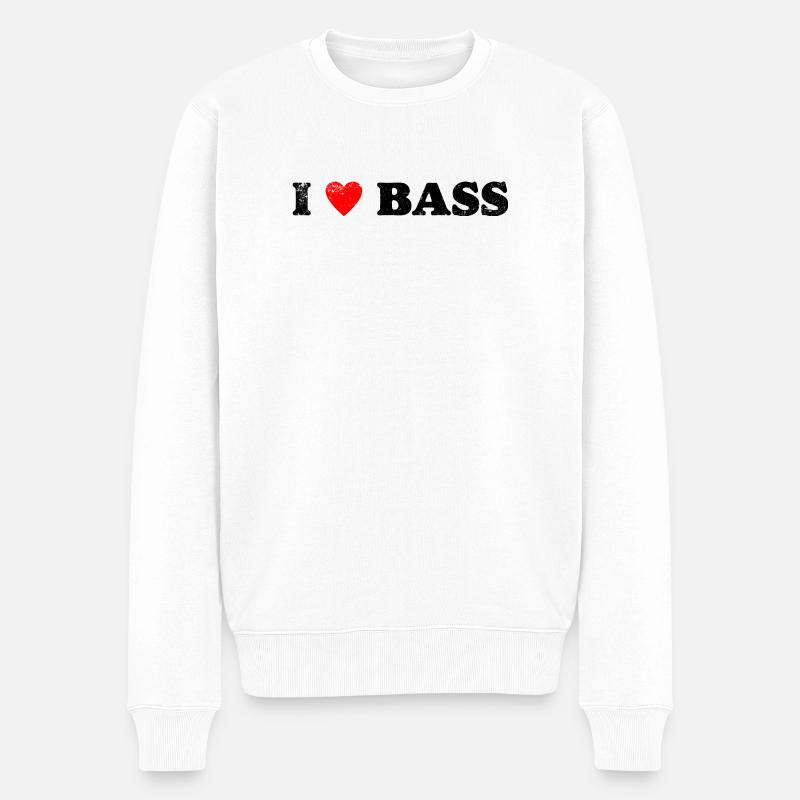 Ich liebe Bass - Männer Premium Bio Pullover - Weiß