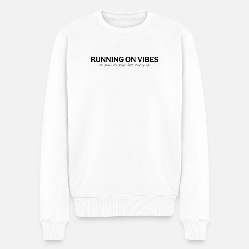 Running on Vibes - Männer Premium Bio Pullover - Weiß
