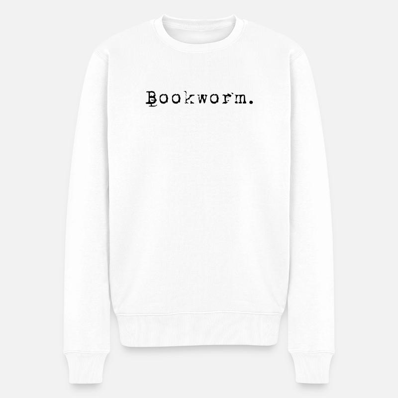 Bookworm Bücher Bücherwurm - Männer Premium Bio Pullover - Weiß