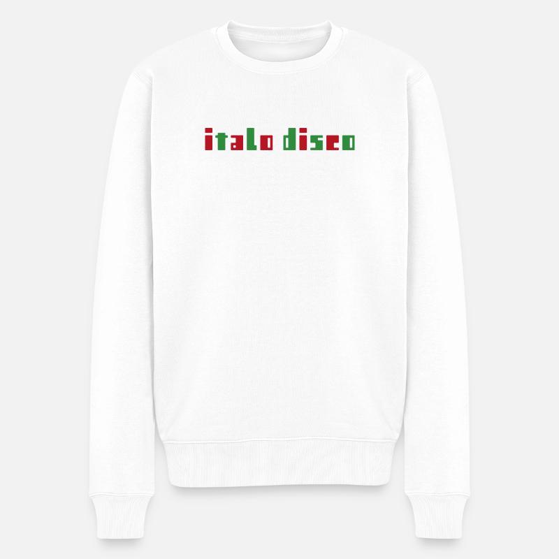 ITALO DISCO Italie Drapeau italien - Pull Premium bio Homme - blanc