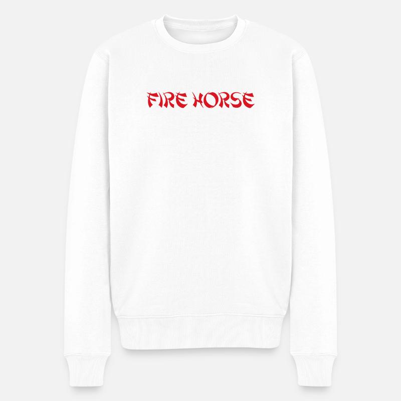 Cheval de Feu Astrologie Chinoise 2026 - Pull Premium bio Homme - blanc
