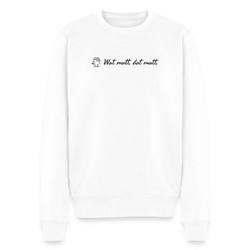 Wat mutt dat mutt plattdeutscher Spruch mit Möwe - Männer Premium Bio Pullover - Weiß - Vorne - Thijin (182cm)