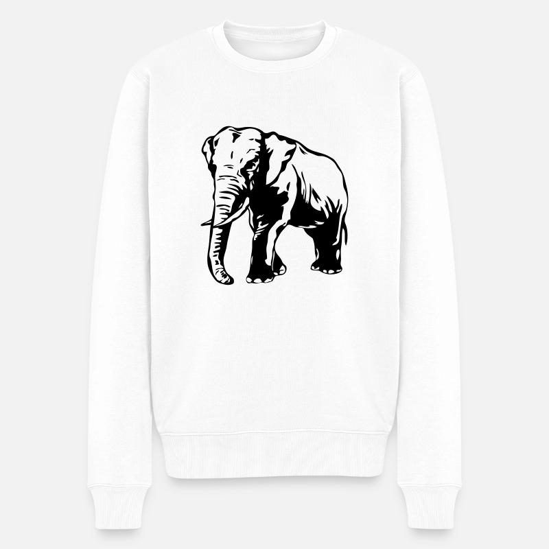 African Elephant - Männer Premium Bio Pullover - Weiß