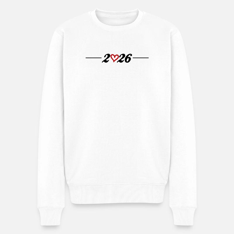2026 Herz Jahr - Männer Premium Bio Pullover - Weiß