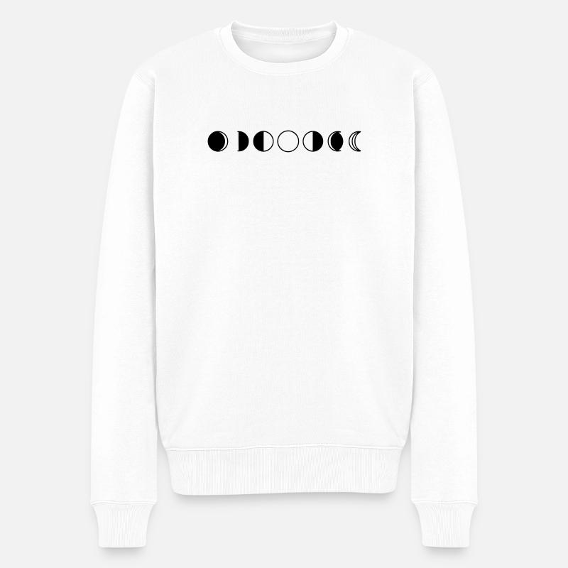 Mondphasen Zyklus Reihe - Männer Premium Bio Pullover - Weiß