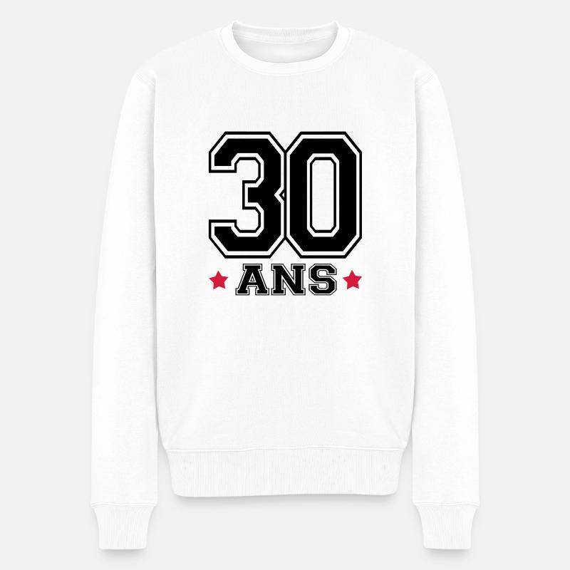 30 ANS - Pull Premium bio Homme - blanc