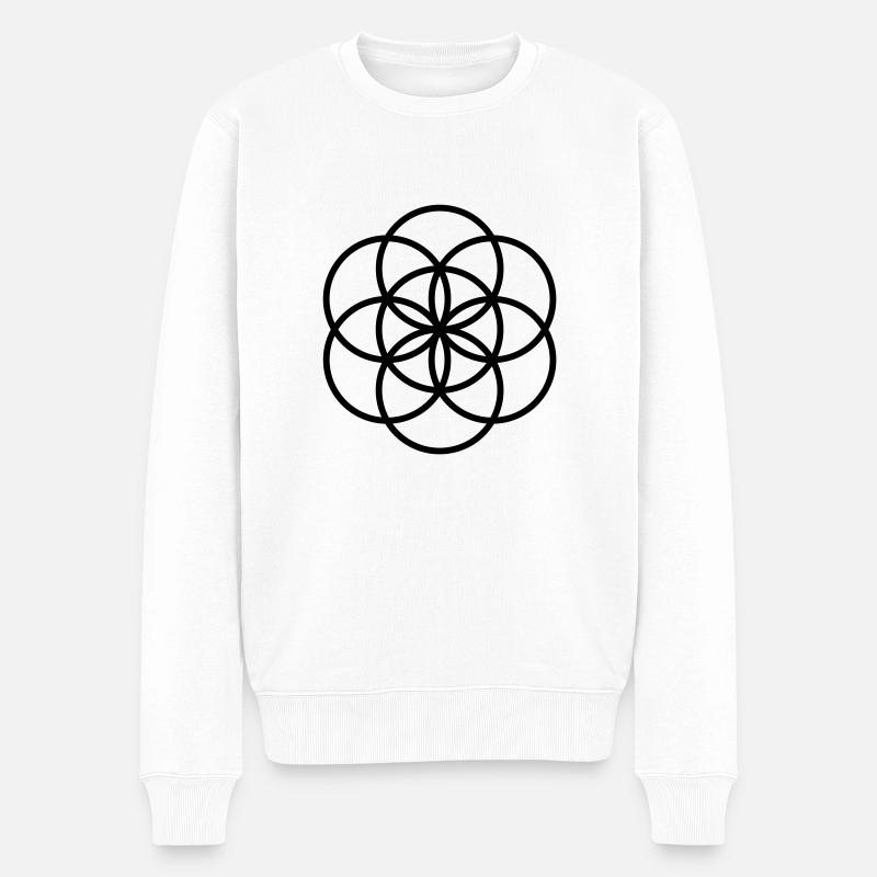 seed_of_life_1_gral_5x5 - Männer Premium Bio Pullover - Weiß