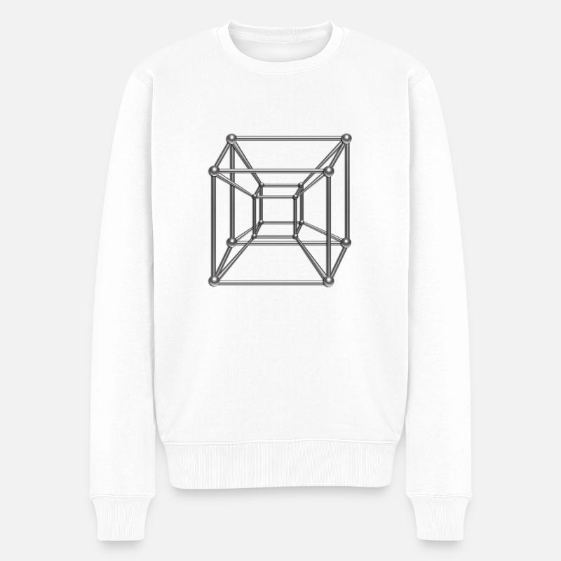 TESSERACT, Hypercube 4D, digital, Symbol - - Pull Premium bio Homme - blanc