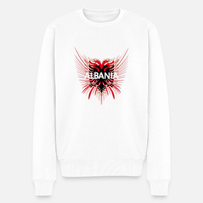 ALBANIA - Männer Premium Bio Pullover - Weiß