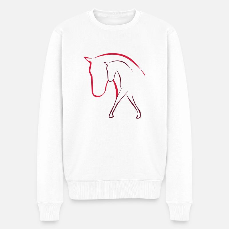 Pferd - Männer Premium Bio Pullover - Weiß