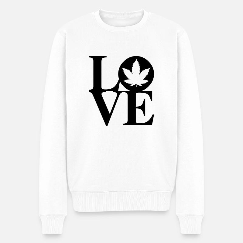 Cannabis Liebe Kunst - Männer Premium Bio Pullover - Weiß