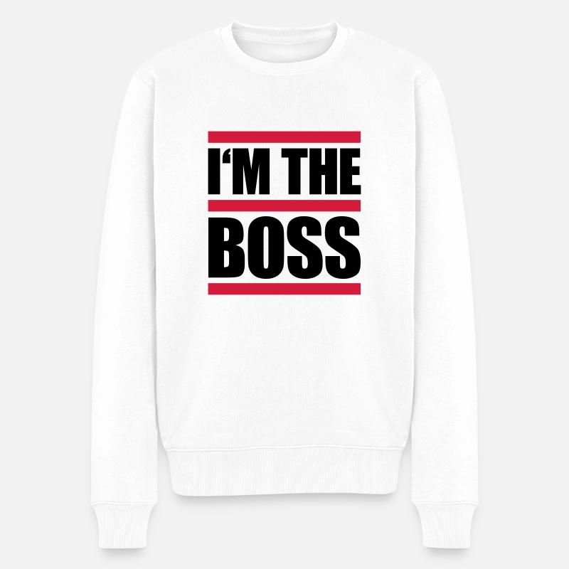 I'm The Boss Lines Logo - Männer Premium Bio Pullover - Weiß