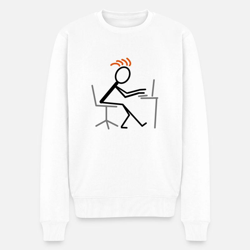 Computerarbeit - Männer Premium Bio Pullover - Weiß