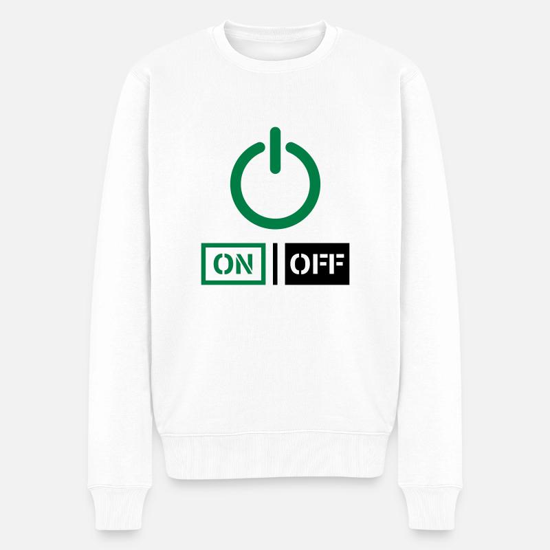 On Off Power Schalter Design - Männer Premium Bio Pullover - Weiß