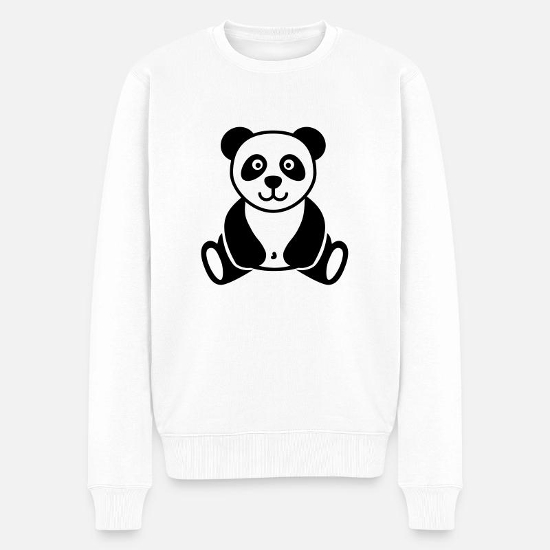 Panda - Männer Premium Bio Pullover - Weiß