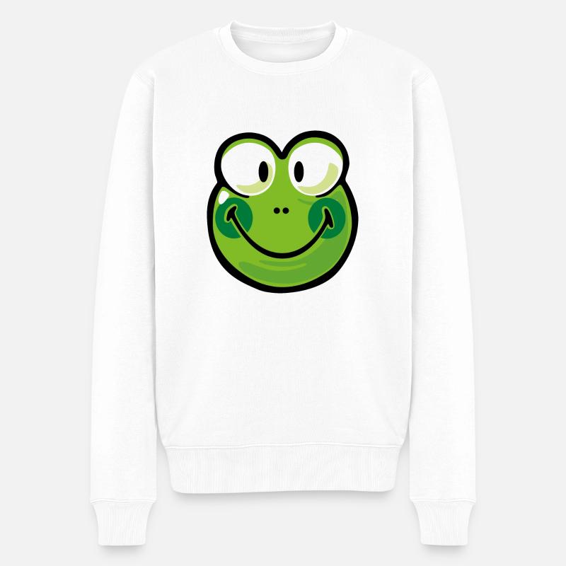Smiley Frog - Männer Premium Bio Pullover - Weiß