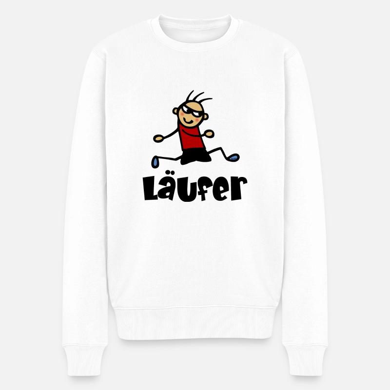 Läufer laufen - Männer Premium Bio Pullover - Weiß