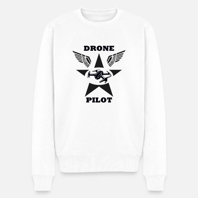 Drone Pilot Drohnen Shirt - Männer Premium Bio Pullover - Weiß