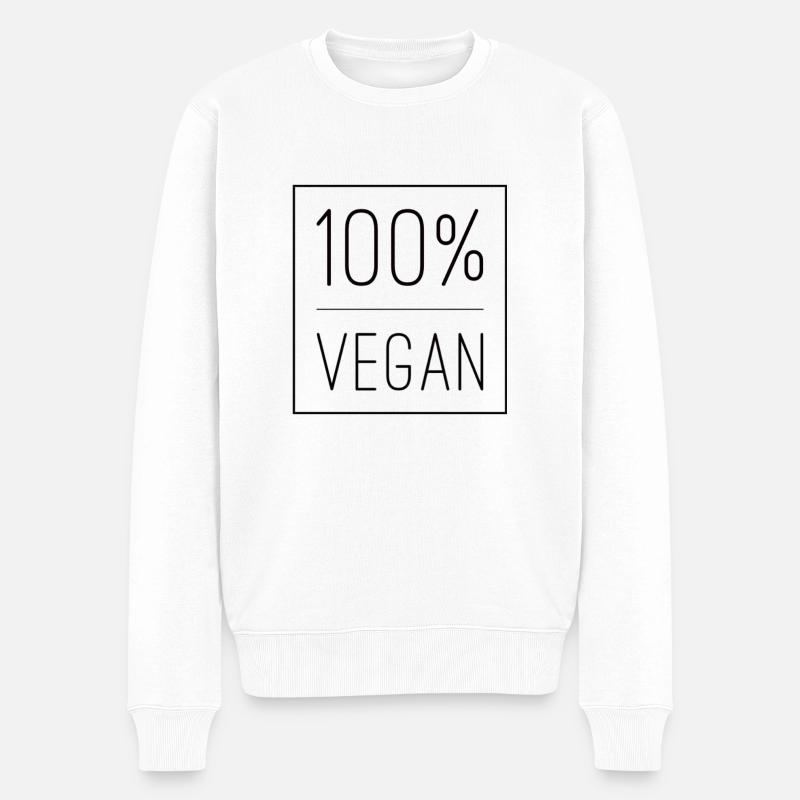 100% Vegan - Männer Premium Bio Pullover - Weiß