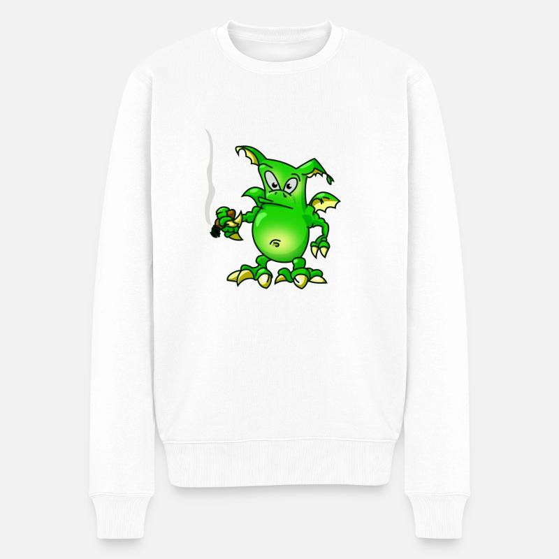 smoking dragon - Männer Premium Bio Pullover - Weiß