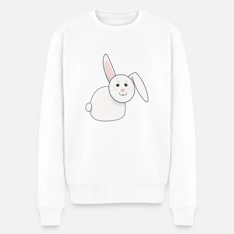 lapin doux, blanc, gras, Pâques - Pull Premium bio Homme - blanc