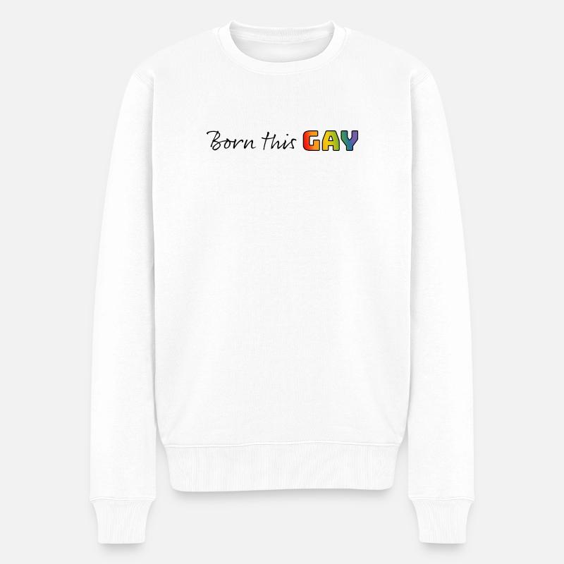 Regenbogen born this gay - Männer Premium Bio Pullover - Weiß