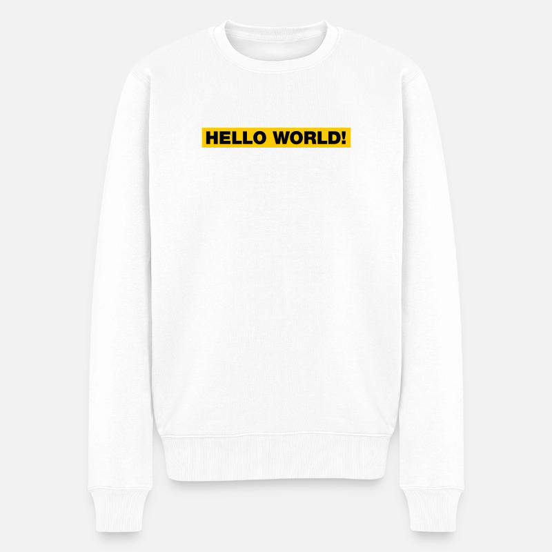 Hello World! - Männer Premium Bio Pullover - Weiß