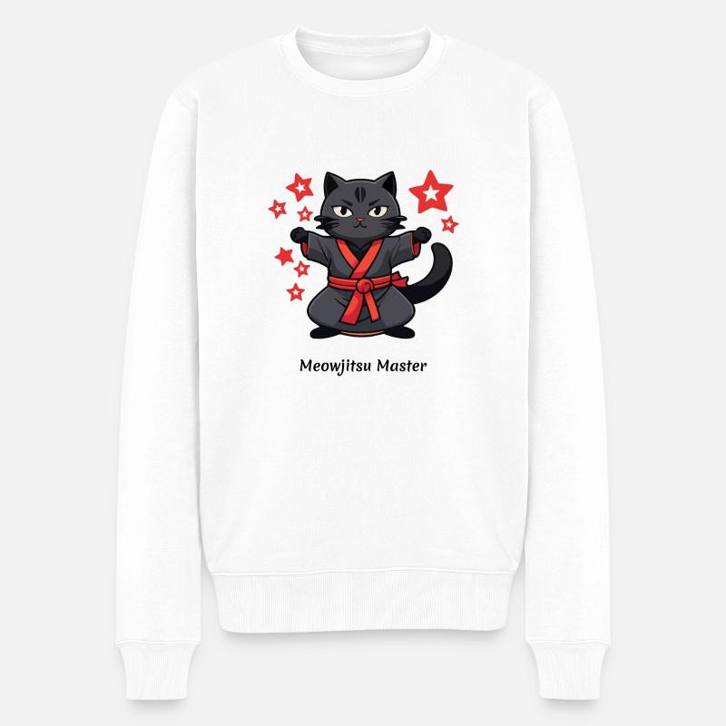 Meowjitsu Master - Männer Premium Bio Pullover - Weiß