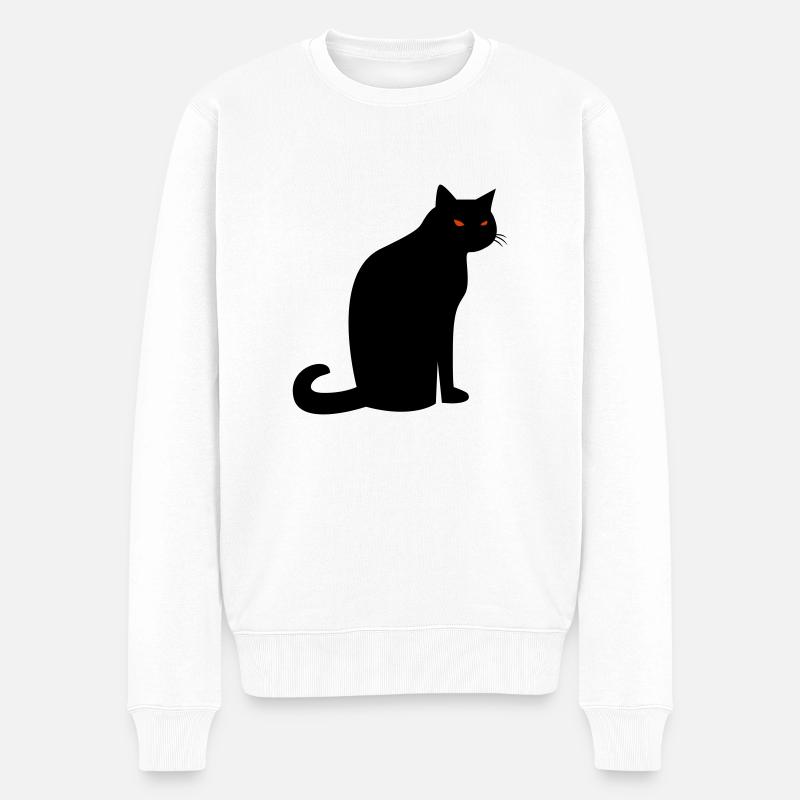 Chat noir effrayant Halloween - Pull Premium bio Homme - blanc