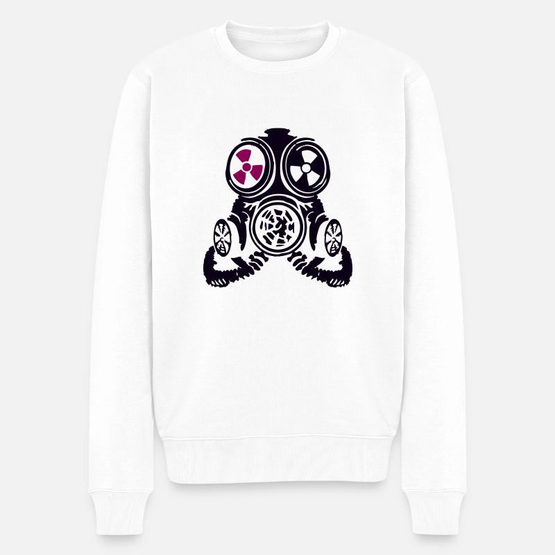 Gasmaske - Männer Premium Bio Pullover - Weiß